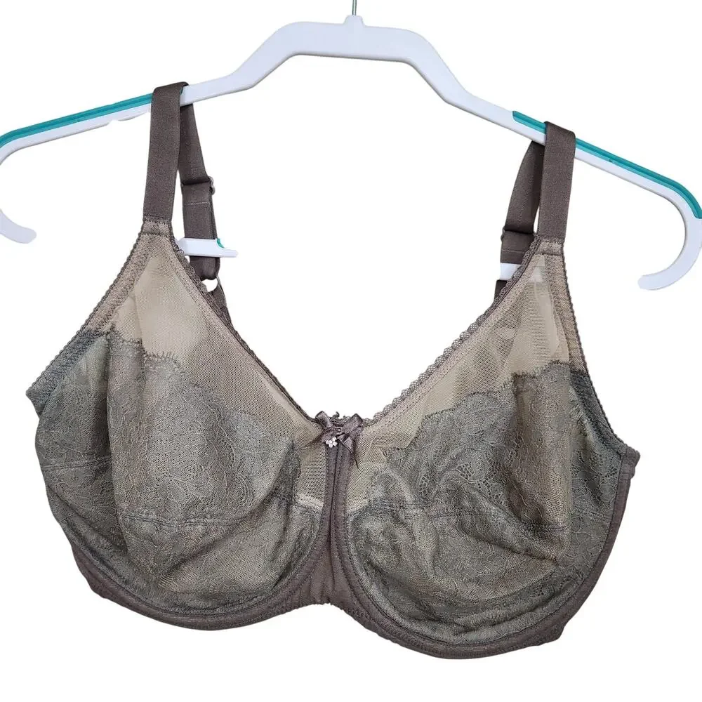 Wacoal Retro Chic Full Figure Underwire Bra 855186 Lace Bow Floral Beige SZ 36H